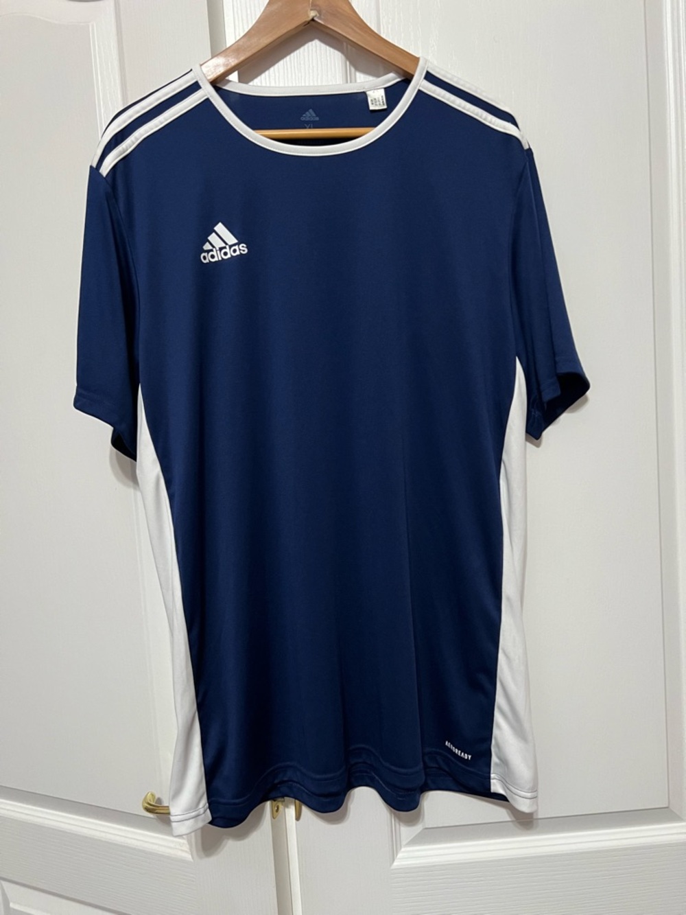 adidas Navy and White Short-Sleeve Athletic Jersey
